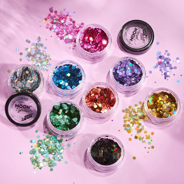 Moon Glitter Holographic Chunky Glitter Pink 3g van Moon Creations koop je bij Partywinkel