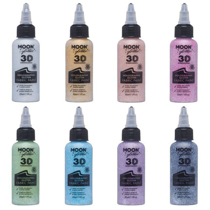 Moon Glitter Holographic Glitter Fabric Paint Green 30ml van Moon Creations koop je bij Partywinkel