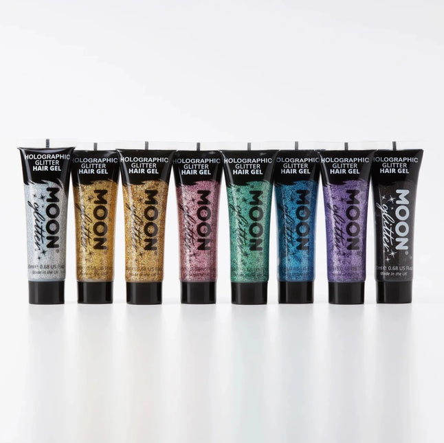 Moon Glitter Holographic Glitter Hair Gel Black 20ml van Moon Creations koop je bij Partywinkel