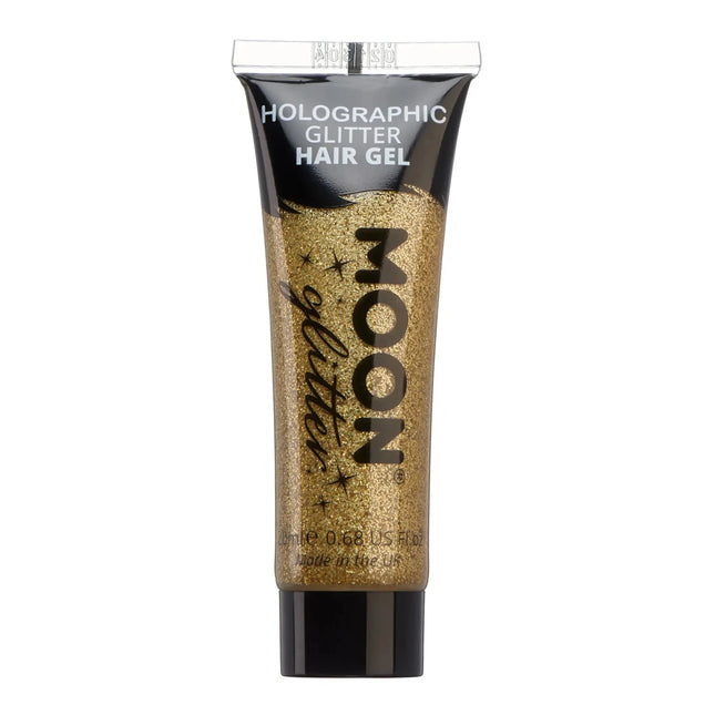 Moon Glitter Holographic Glitter Hair Gel Gold 20ml van Moon Creations koop je bij Partywinkel