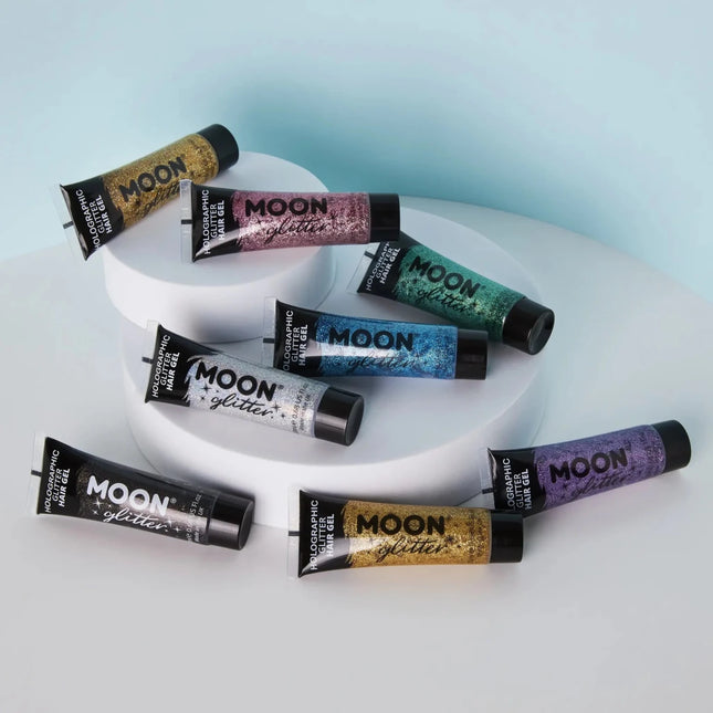 Moon Glitter Holographic Glitter Hair Gel Green 20ml van Moon Creations koop je bij Partywinkel