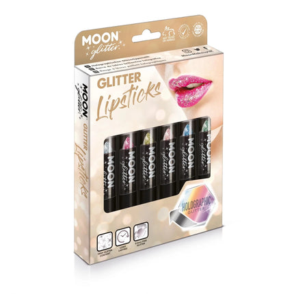 Moon Glitter Holographic Glitter Lipstick Pink 4.2g van Moon Creations koop je bij Partywinkel