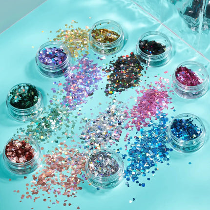 Moon Glitter Holographic Glitter Shapes Pink 3g van Moon Creations koop je bij Partywinkel