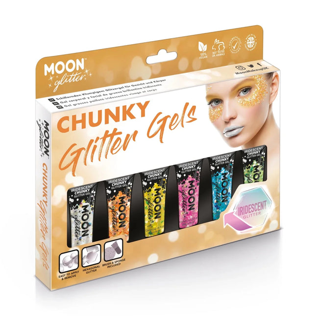 Moon Glitter Iridescent Chunky Glitter Gel Cherry 12ml van Moon Creations koop je bij Partywinkel
