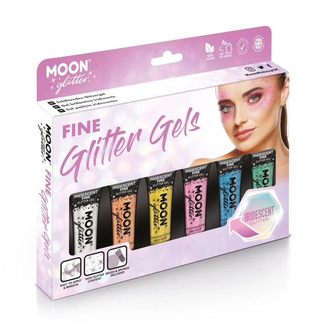 Moon Glitter Iridescent Fine Glitter Gel Cherry 12ml van Moon Creations koop je bij Partywinkel