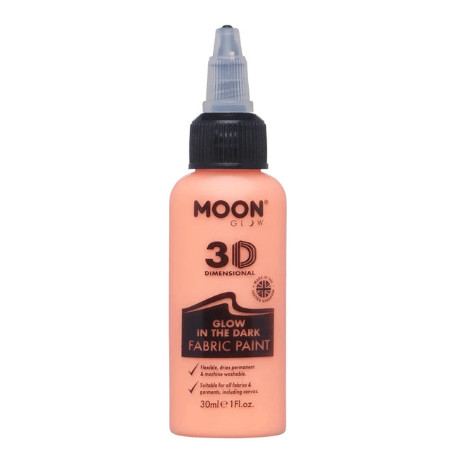 Moon Glow Glow in the Dark Fabric Paint Orange 30ml van Moon Creations koop je bij Partywinkel