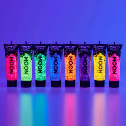 Moon Glow Neon UV Chunky Glitter Gel Magenta 12ml van Moon Creations koop je bij Partywinkel