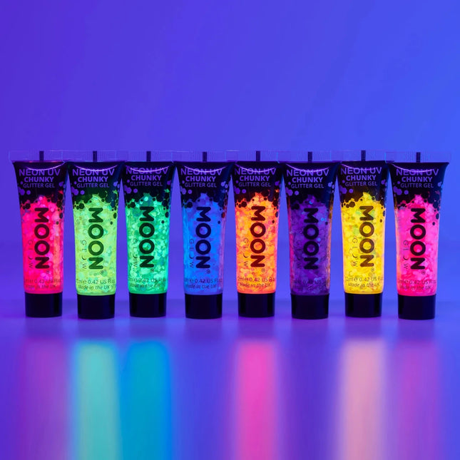 Moon Glow Neon UV Chunky Glitter Gel Purple 12ml van Moon Creations koop je bij Partywinkel
