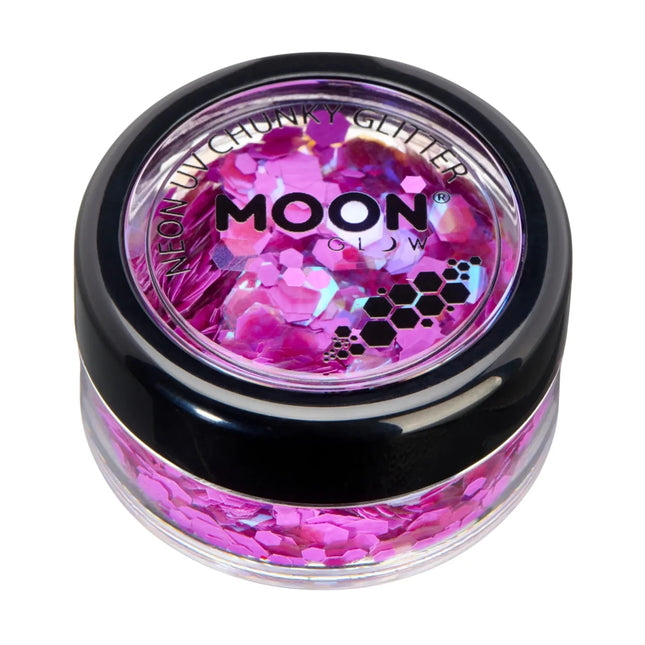 Moon Glow Neon UV Chunky Glitter Purple 3g van Moon Creations koop je bij Partywinkel