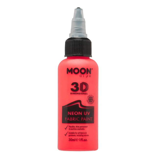 Moon Glow Neon UV Fabric Paint 30ml Intense Red 30ml van Moon Creations koop je bij Partywinkel