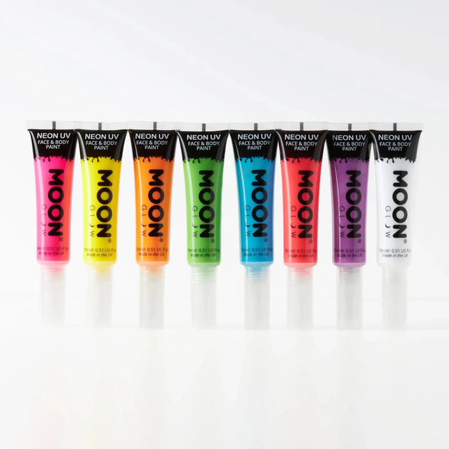 Moon Glow Neon UV Face Paint with Brush Applicator Intense Pink 15ml van Moon Creations koop je bij Partywinkel