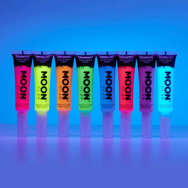 Moon Glow Neon UV Face Paint with Brush Applicator Intense Yellow 15ml van Moon Creations koop je bij Partywinkel