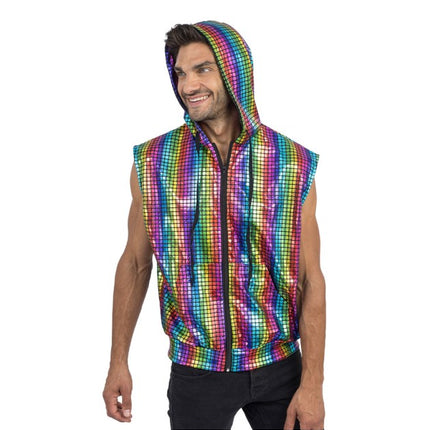 Gilet disco arc-en-ciel sans manches pour homme