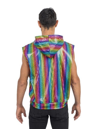 Gilet disco arc-en-ciel sans manches pour homme