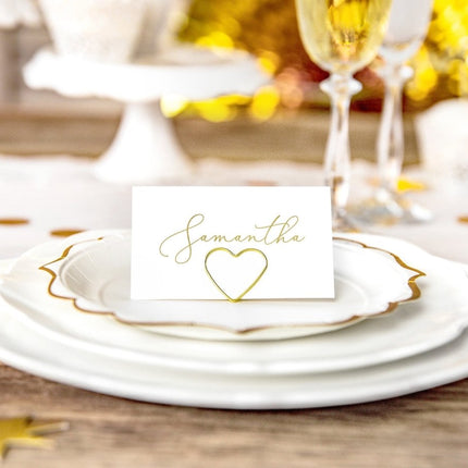 Naamkaarthouders Hartjes Goud 2,5cm 10st van Partydeco koop je bij Partywinkel