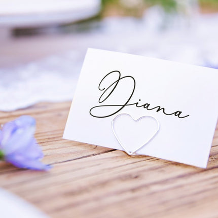 Naamkaarthouders Hartjes Zilver 2,5cm 10st van Partydeco koop je bij Partywinkel