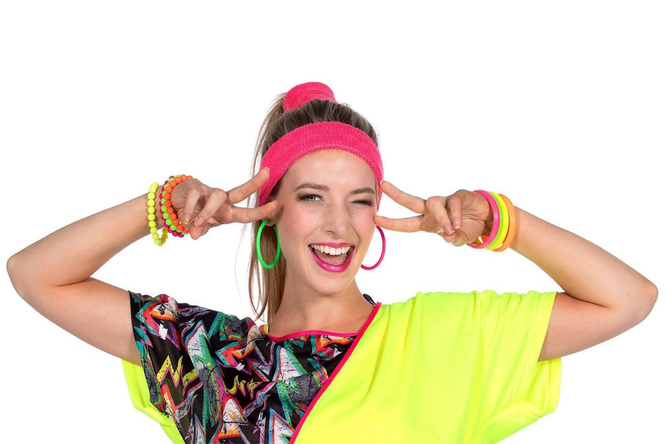 Neon 80S Armband Dames 4st - Partywinkel - 8720059071418