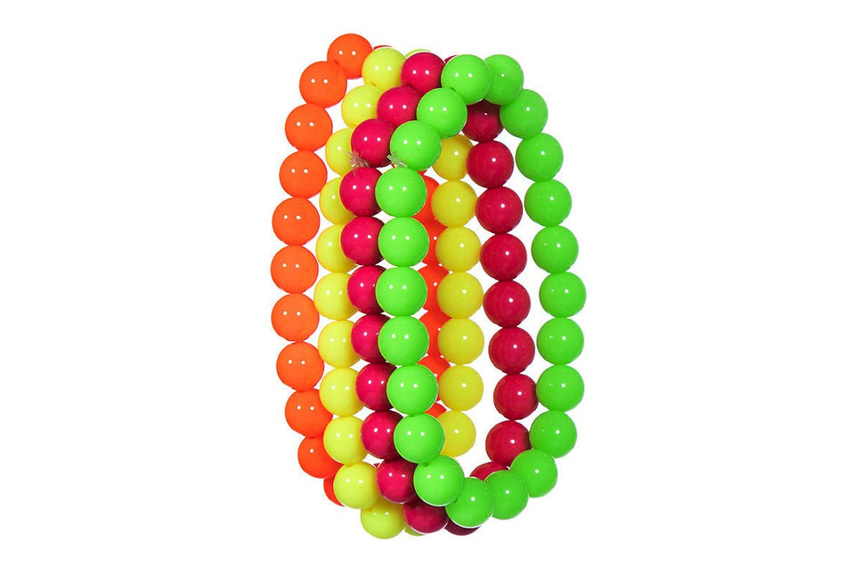Neon 80S Armband Dames Kralen 4st - Partywinkel - 8720059071401