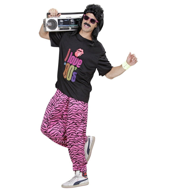 Neon 80S Kostuum Zwart Roze Heren van Widmann koop je bij Partywinkel