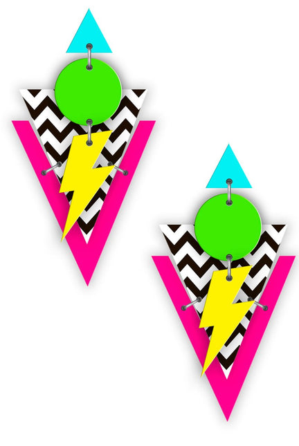 Neon 80S Oorbellen - Partywinkel - 8434077271704