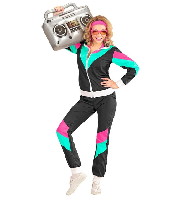 Neon 80S Trainingspak Fout Zwart van Widmann koop je bij Partywinkel