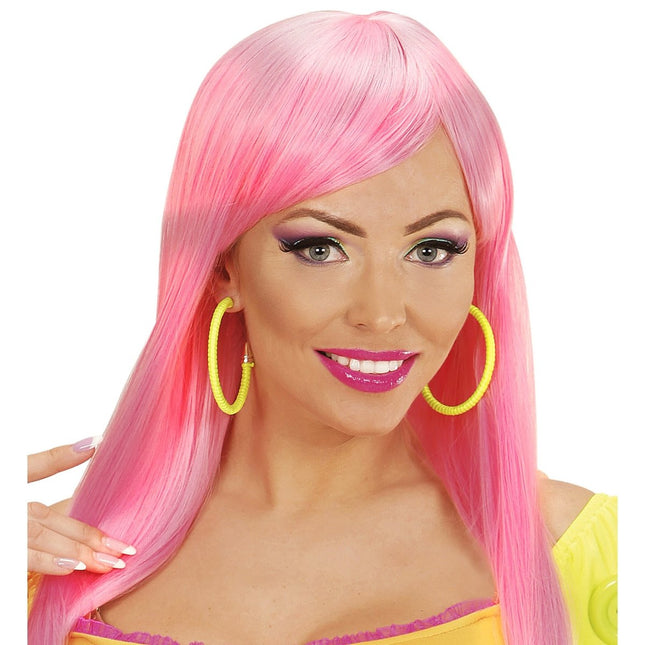 Neon Gele Oorbellen Ringen van Widmann koop je bij Partywinkel