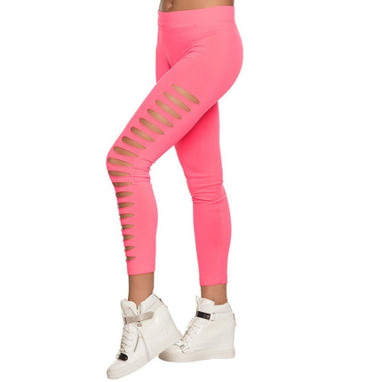 Neon Roze Legging Gaten L - XL van Boland koop je bij Partywinkel