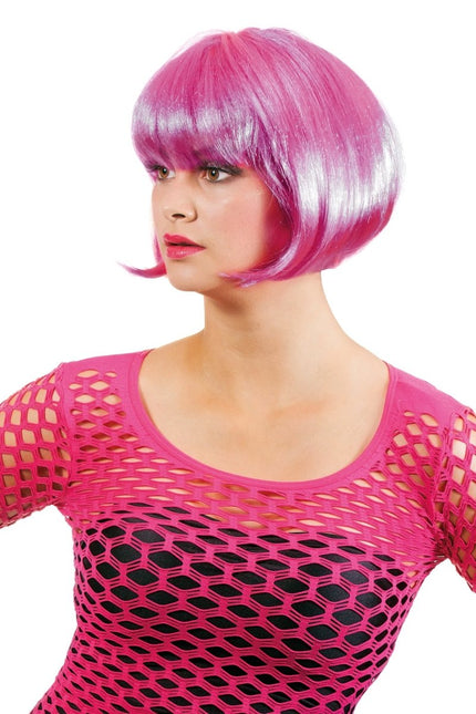 Neon Roze Pruik Boblijn van Wilbers & Wilbers koop je bij Partywinkel