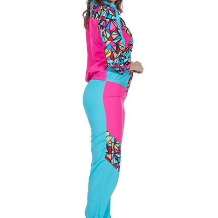 Neon Trainingspak Fout Blauw Roze Dames 2 delig van Wilbers & Wilbers koop je bij Partywinkel