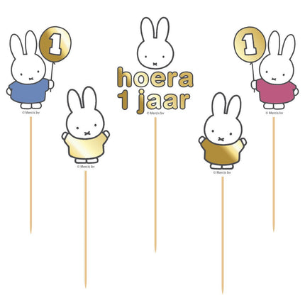 Nijntje Taart Topper Set 15cm 5 delig van Haza Witbaard koop je bij Partywinkel