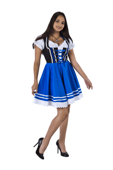 Oktoberfest Dirndl Jurk Oktoberfest Blauw Wit Dames 2 Delig van Haus Huberts koop je bij Partywinkel