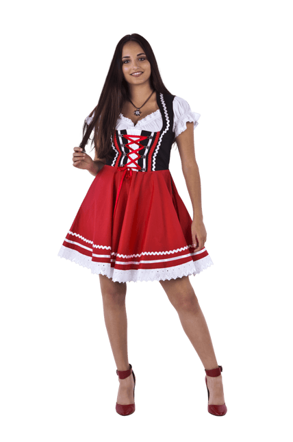 Oktoberfest Dirndl Jurk Oktoberfest Rood Wit Dames 2 Delig van Haus Huberts koop je bij Partywinkel