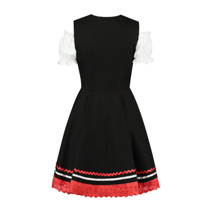 Oktoberfest Dirndl Jurk Oktoberfest Zwart Rood Dames 2 Delig van Haus Huberts koop je bij Partywinkel