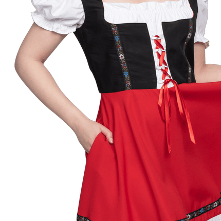 Oktoberfest Dirndl Jurk Oktoberfest Zwart Rood Dames van Haus Huberts koop je bij Partywinkel