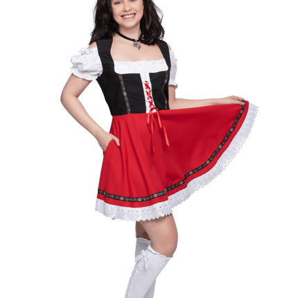 Oktoberfest Dirndl Jurk Oktoberfest Zwart Rood Dames van Haus Huberts koop je bij Partywinkel