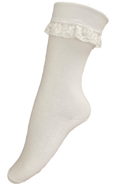 Oktoberfest Kousen Wit Dames Kort Met Kant van Haus Huberts koop je bij Partywinkel