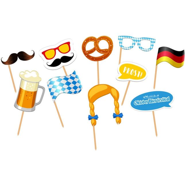 Oktoberfest Photobooth Props 20cm 10st - Partywinkel - 8714572660778