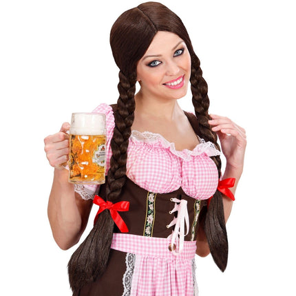 Oktoberfest Pruik Bruin Vlechten van Widmann koop je bij Partywinkel