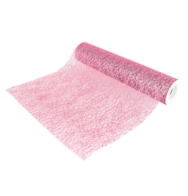 Chemin de table rose pailleté 5m