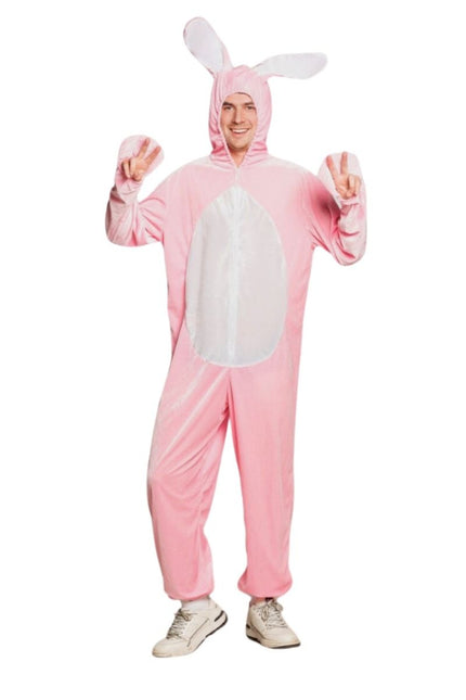 Onesie Haas Roze van Partychimp koop je bij Partywinkel