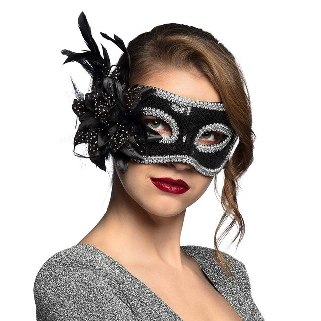Oogmasker Venice Fiore Zwart van Boland koop je bij Partywinkel