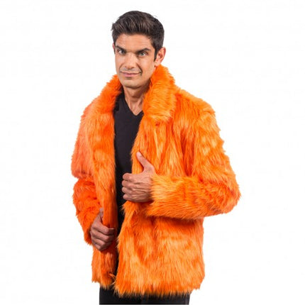 Manteau de fausse fourrure orange