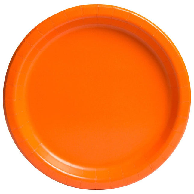 Oranje Borden Rond 23cm 16st van Unique koop je bij Partywinkel