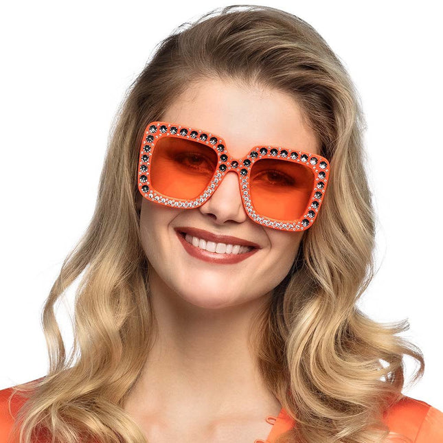 Oranje Bril Glitters van Boland koop je bij Partywinkel
