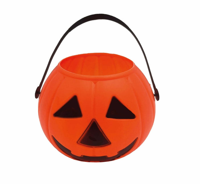 Oranje Halloween Snoep Emmer Pompoen 15cm van Fiestas Guirca koop je bij Partywinkel