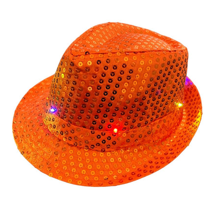 Oranje Hoed Pailletten Met Licht van Partychimp koop je bij Partywinkel