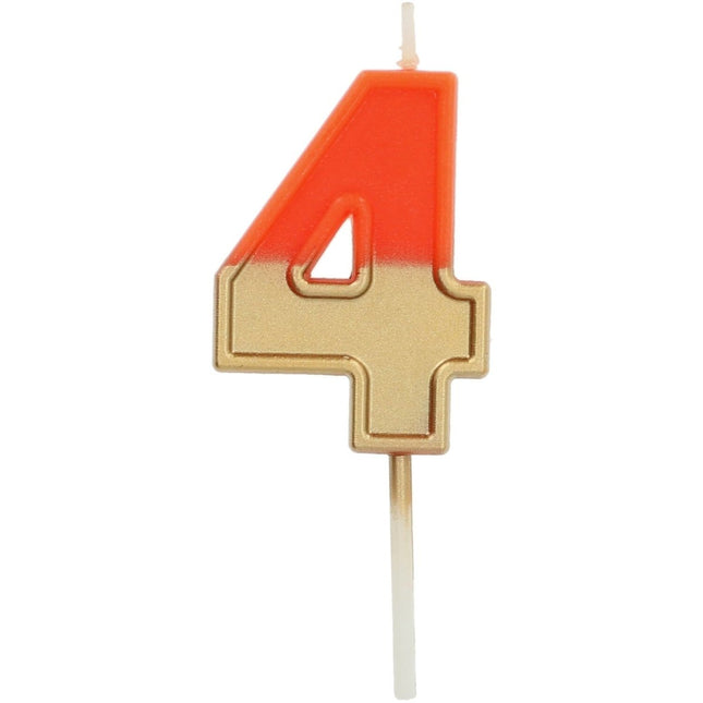 Oranje Kaars 4 Jaar Retro van Folat koop je bij Partywinkel