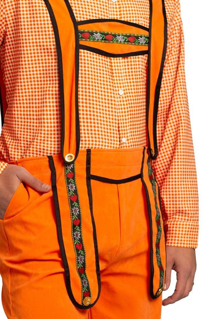 Oranje Lederhose Heren Johann Lang van Partychimp koop je bij Partywinkel