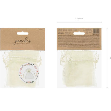 Organza Zakjes Creme 10cm 10st van Partydeco koop je bij Partywinkel