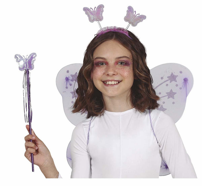 Paarse Accessoireset Vlinder 4 delig van Fiestas Guirca koop je bij Partywinkel